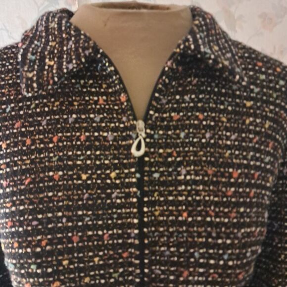 Sag Harbor Tweed Zip-Up Formal Evening Workwear Vintage Blazer Warm Fall Sz 14 - Picture 2 of 10